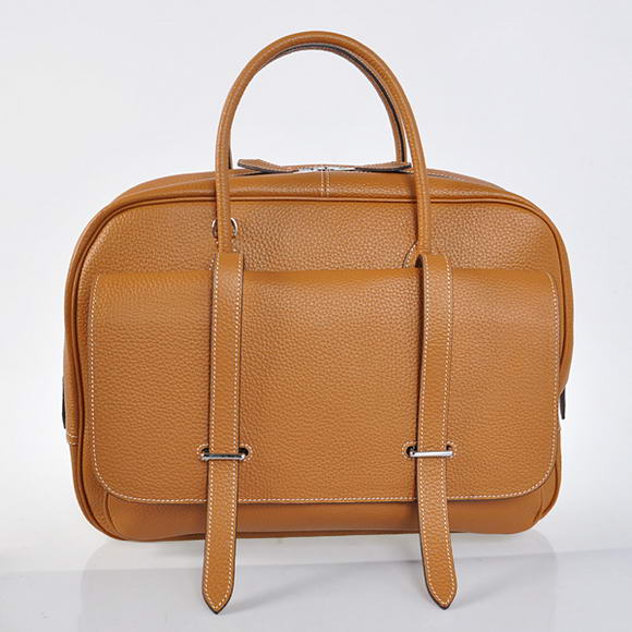 H92116 Hermes Steve 38CM Borsa da viaggio in pelle Clemence Camel